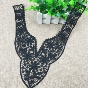 Элегантные женские DIY черные цветочные кружева декольте воротник аппликация ткань для платья
